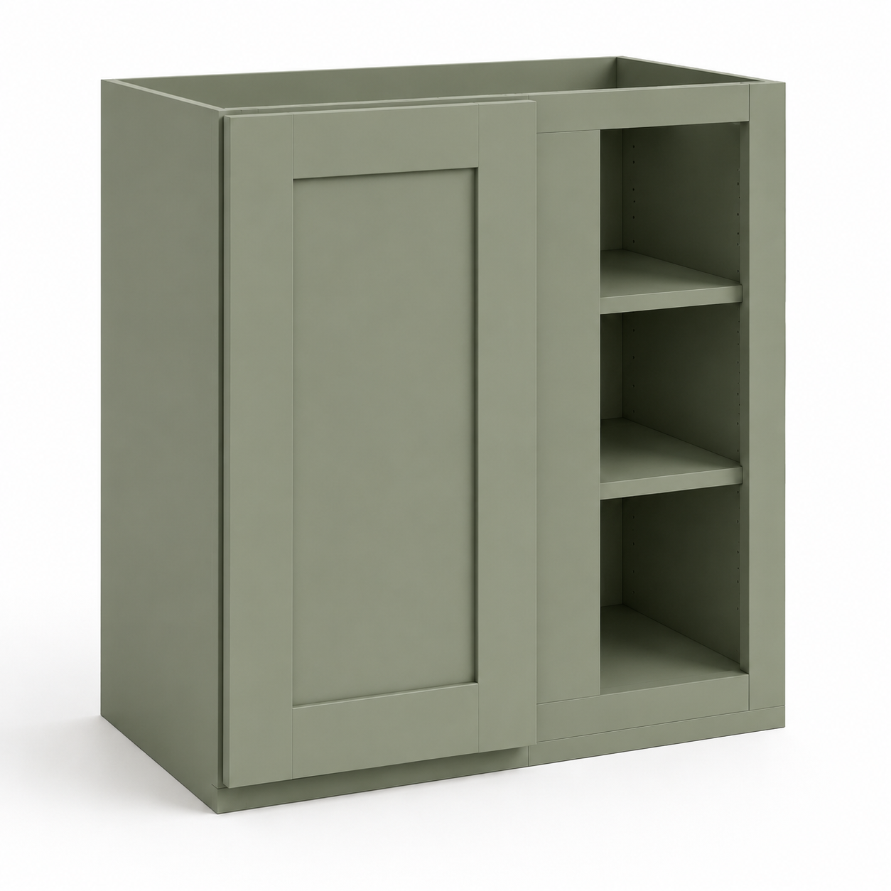 Jade Green Shaker Wall Blind Corner Cabinet – 27"W × 12"D