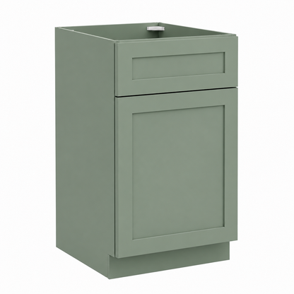 Sage Green Shaker 24"D  Base Cabinet Single Door One Drawer