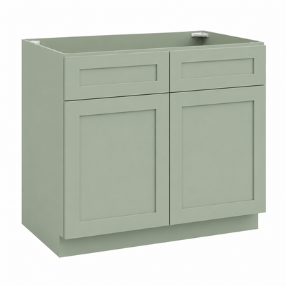 Jade Green Shaker 24"D  Base Cabinet with 2 Doors & 2 Drawers