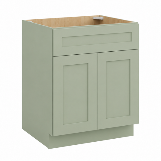 Green cabinet with two doors and a drawer on a white background| USA Cabinets  Outlet |