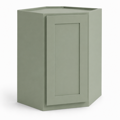 Jade Green Shaker Wall Diagonal Corner Cabinet – 24"W × 12"D