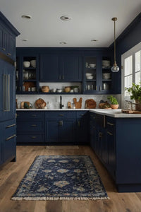 Navy Blue Shaker Spice Pull Base Cabinet