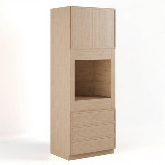 Slim Shaker Oak 33″ W  Double Door Oven Pantry Cabinet with Three Drawers