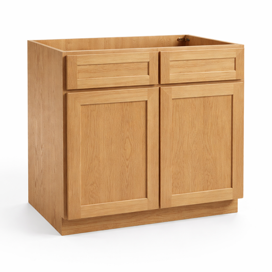English Toffee Shaker Sink Base Cabinet – 2 Doors &  2 False Drawer