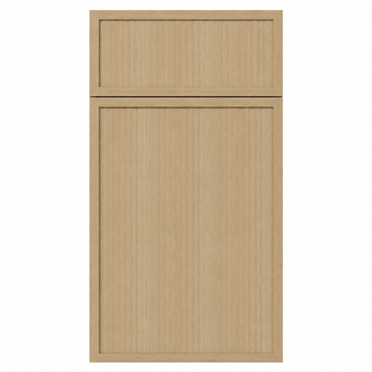 Wooden cabinet door with a matching drawer on a white background ( USA Cabinets Outlet )