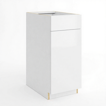 Frameless Gloss White Base Cabinet Single Door and Drawer