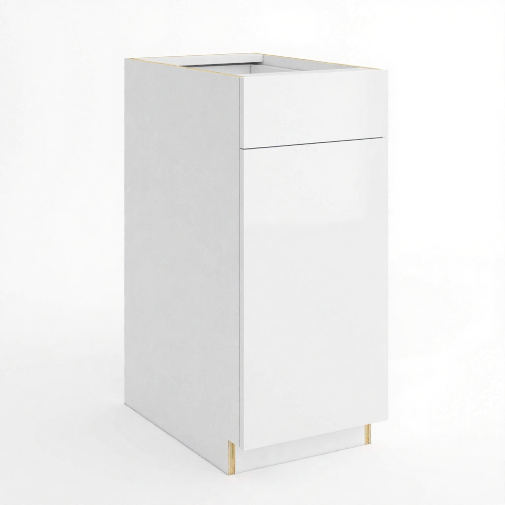 Frameless Gloss White Base Cabinet Single Door and Drawer