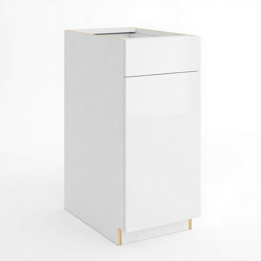 Frameless Gloss White Base Cabinet Single Door and Drawer