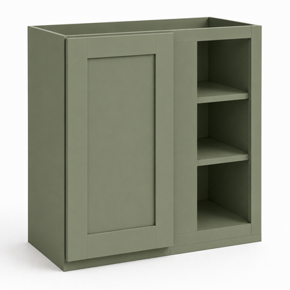 Sage Green Shaker Wall Blind Corner Cabinet – 27"W × 12"D