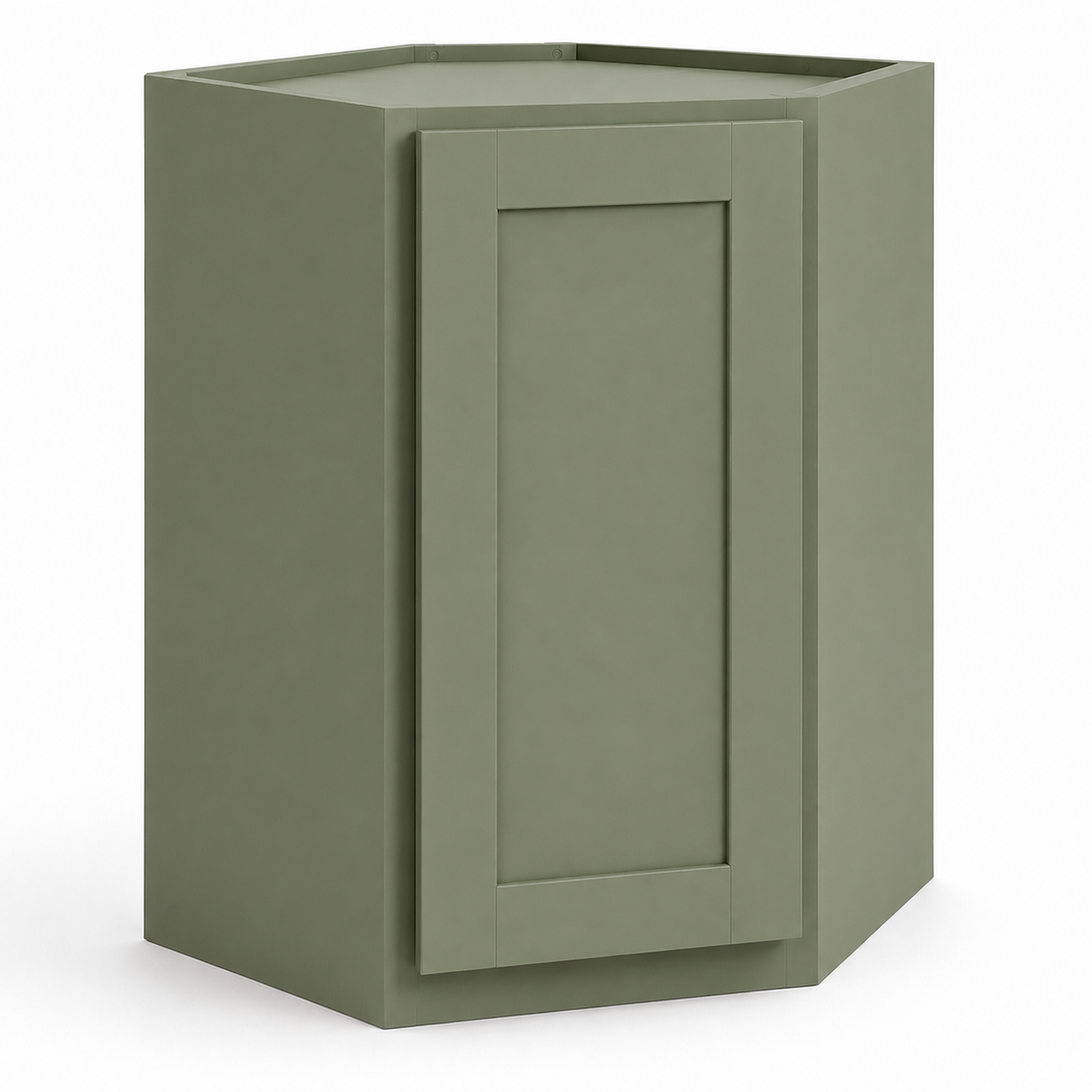Sage Green Shaker Wall Diagonal Corner Cabinet – 24"W × 12"D