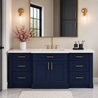 Navy Blue Shaker Double Vanity Sink Base Cabinet