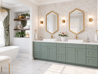 Jade Green Shaker Vanity Three Drawer Base Cabinet