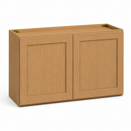 English Toffee Shaker Refrigerator Wall Cabinet – 36"W × 24"D – Double Door