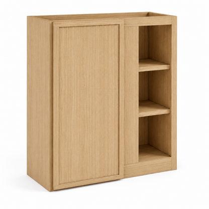 Slim Natural Oak Shaker Wall Blind Corner Cabinet – 27"W × 12"D