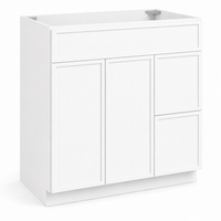 Slim White Shaker Vanity Combo Cabinet with 2 Right Drawers