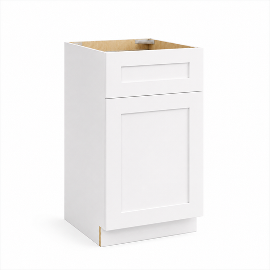 White Shaker  18"W Trash Base Cabinet