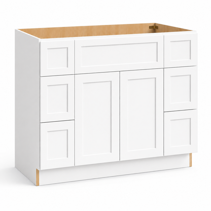 White  Shaker 48" Vanity Sink Drawer Base Cabinet