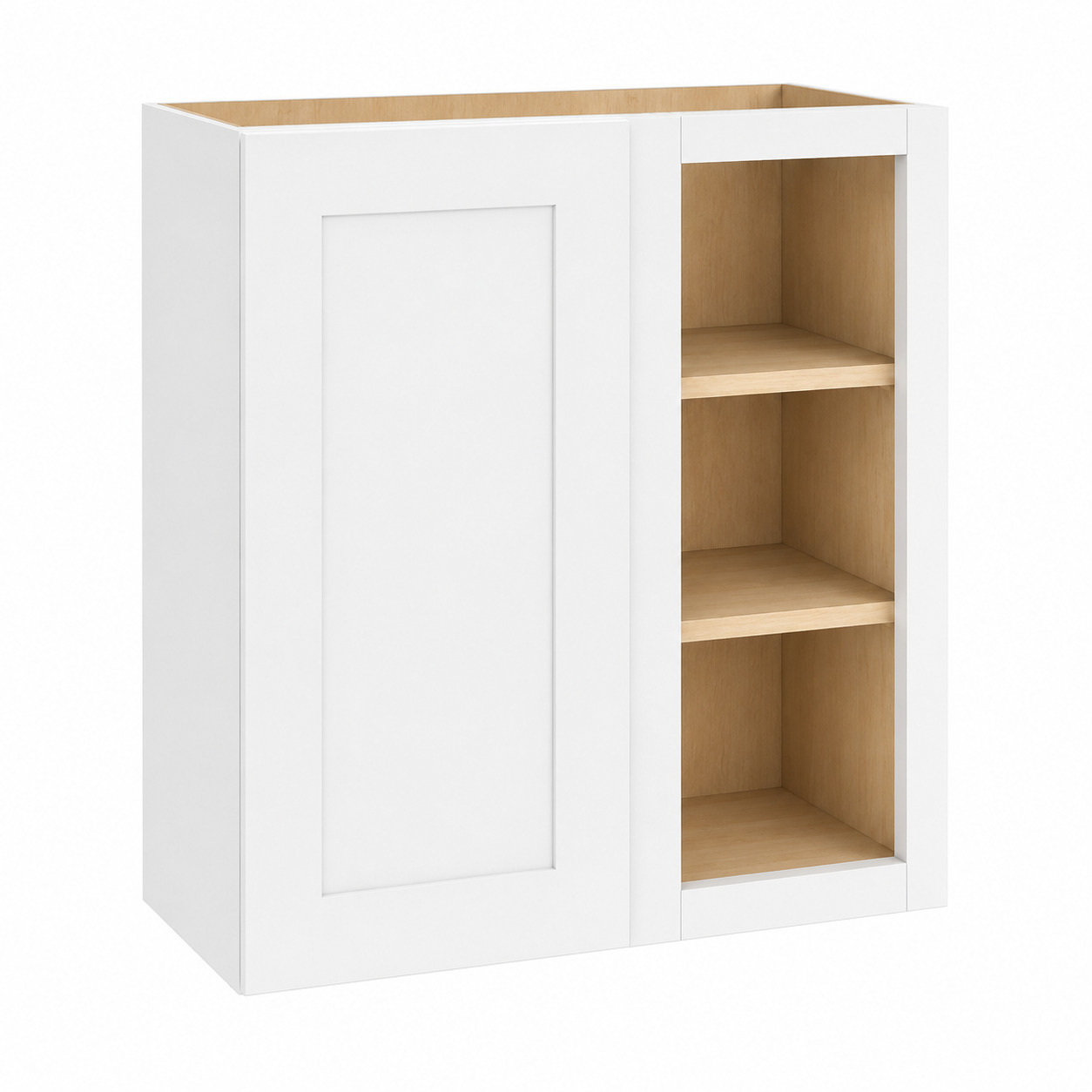 White Shaker Wall Blind Corner Cabinet – 27"W × 12"D
