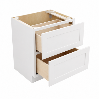 White Shaker 2 Drawer Base Cabinet