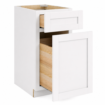 White Shaker  18"W Trash Base Cabinet