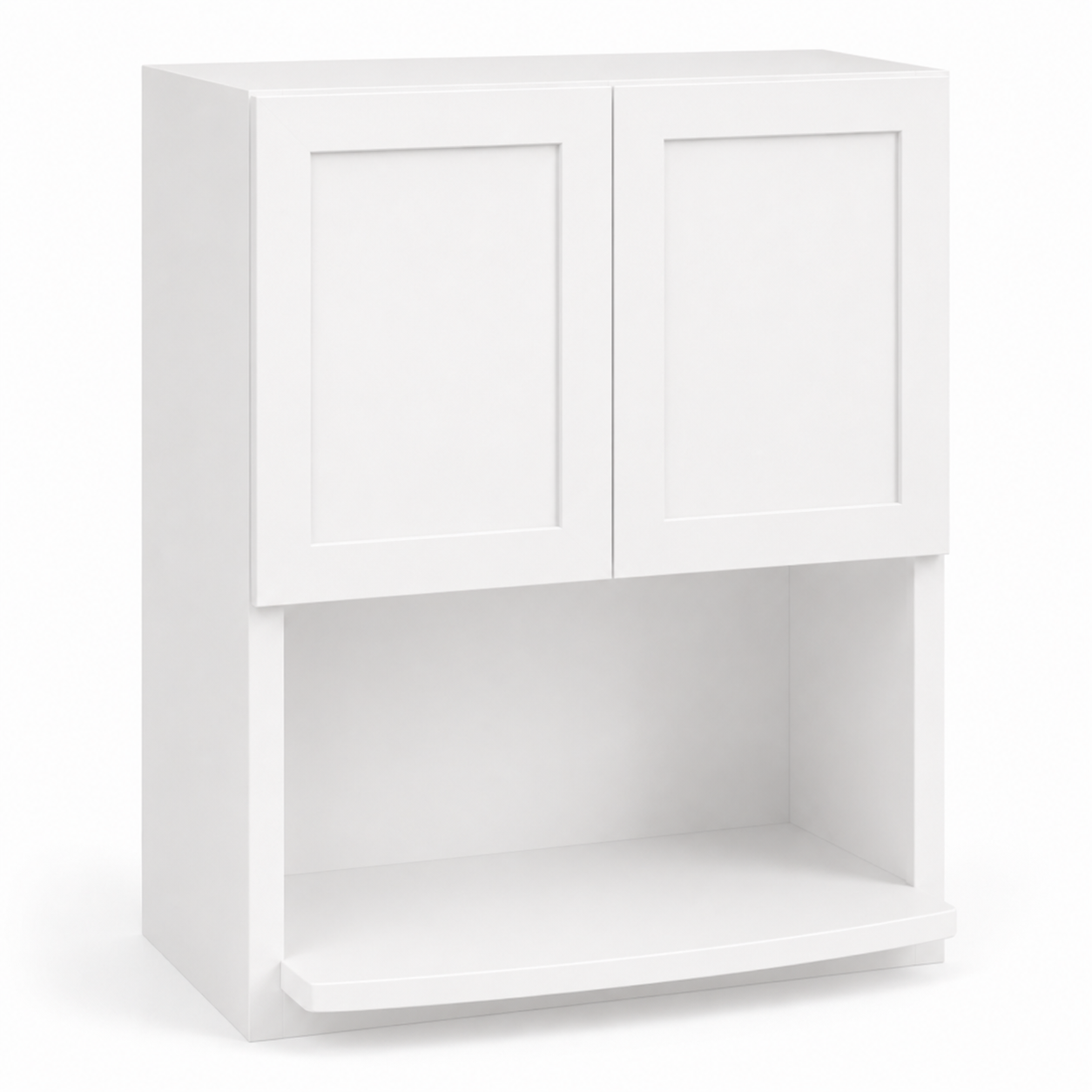 White cabinet with two doors and a shelf on a white background |USA Cabinets Outlet|