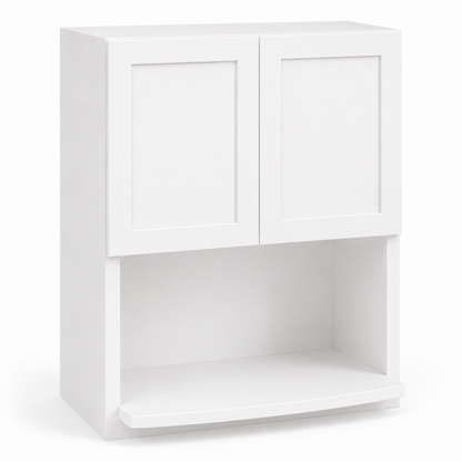 White cabinet with two doors and a shelf on a white background |USA Cabinets Outlet|