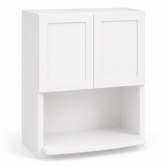 White cabinet with two doors and a shelf on a white background |USA Cabinets Outlet|