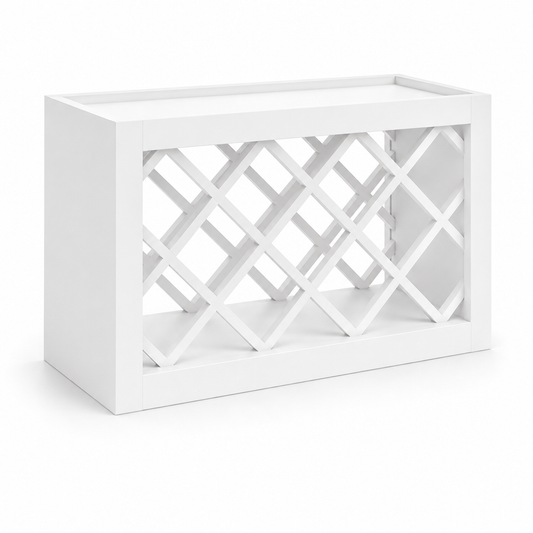 White lattice shelf on a white background | USA Cabinets  Outlet |