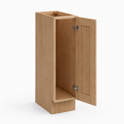 Natural Oak Slim Shaker 9"W Tray Base Cabinet