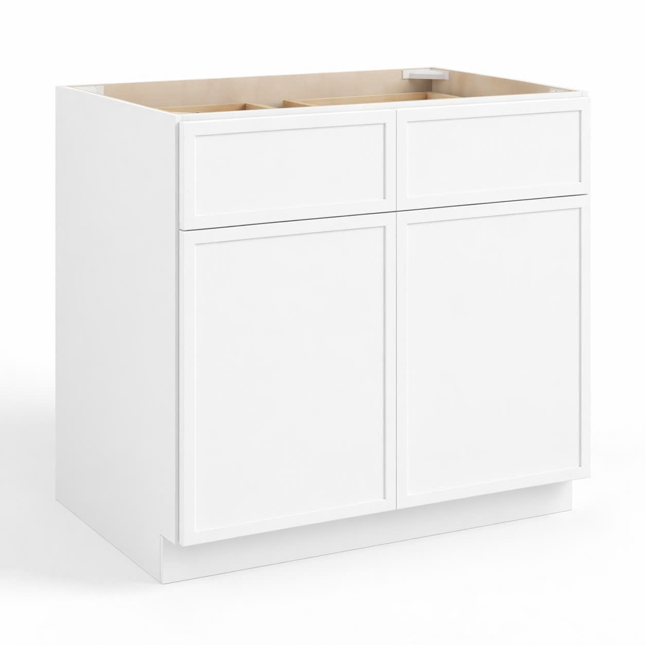 Slim White Shaker Sink Base Cabinet – 2 Doors &  2 False Drawer